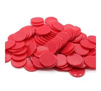 HAKITAROOM Set of 100 Opaque Plastic Learning Counters Mini Poker Chips Game Tokens with Storage Box (Red, 1 Inch)