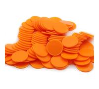 HAKITAROOM Set of 100 Opaque Plastic Learning Counters Mini Poker Chips Game Tokens with Storage Box (Orange, 1 Inch)