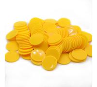 HAKITAROOM Set of 100 Opaque Plastic Learning Counters Mini Poker Chips Game Tokens with Storage Box (Yellow, 1.58 Inch)