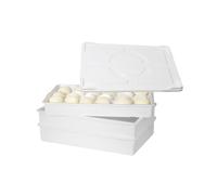 HAKKA 22.8L Dough proofing box with Lid,3 Pick Pizza Dough Box(60x40x9.5cm),Bread Dough Tray for Bakery & Pizzeria Use,Holds Up to 15 Dough,Stackable Bread Plastic Storage Box (white(3Boxes+1Lid))