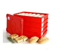 HAKKA 22.8L Dough proofing box with Lid,5 Pick Pizza Dough Box(60x40x9.5cm),Bread Dough Tray for Bakery & Pizzeria Use,Holds Up to 15 Dough,Stackable Bread Plastic Storage Box (Red(5Boxes+1Lid))