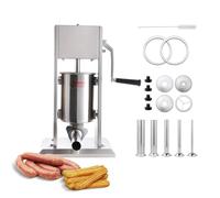 Hakka 3L/7Lb Sausage Stuffer Machine,2 Speed Stainless Steel Vertical Sausage Maker with 5 Tubes and 4 Churros,Meatball Maker for Home & Commercial Kitchens