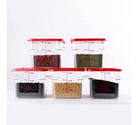 Hakka 5 Pack Commercial Food Storage Containers with Lids 6 Liter Polycarbonate Airtight Cases with Scale Square Cereal Organization for Kitchen Pantry Flour Sugar, Clear