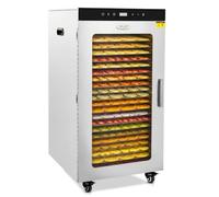 HAKKA Commercial Food Dehydrator 20 Racks, 2000W Stainless Steel Digital Fruit Dehydrator 30-90°C 24H for Biltong, Jerky, Mushroom, Vegetable, Meat
