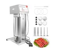 Hakka Electric Sausage Stuffer,10L/22LB Stainless Steel Vertical Sausage Maker,Commercial Electric Sausage Filler with 5 Tubes and 4 Churros,Various Speed Control