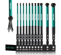Hakkin 11-Piece 100mm Ball Head Hex Screwdriver Bit Set, H2x2/H2.5x2/H3/H4x2/H5/H6/H8/H10, 1/4" Drive, Magnetic, S2 Steel, Phosphate Coated