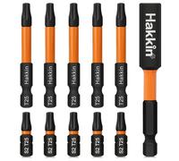 Hakkin 11pc T25 Torx Security Bit Set Torx Screwdriver Set | S2 Steel Tamper Proof Security Torx Bits 25mm-60mm Magnetic 75mm Bit Extension