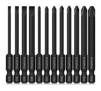 Hakkin 12Pcs Magnetic Flat Slotted Phillips Cross Head Security Bit Set | 75mm S2 Steel Screwdriver Bit Set 1/4” Hex Shank for Impact Power Tool SL3 SL4 SL5 SL6 PH1 PH2 PH3