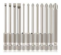 Hakkin 12PCS PH2 Screwdriver Bits Set S2 Steel Magnetic Screwdriver Bits 75mm Slotted Phillips 1/4" Hex Shank Screwdriver Bit for Power Drill Impact Driver