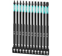 Hakkin 150 mm Torx Bits Set Long 12 Pieces Bit Set for Cordless Screwdrivers 1/4 Inch S2 Torx Screwdriver Bit Set with Hole Screwdriver T7, T8, T9, T10, T15, T20, T25, T27, T30, T40