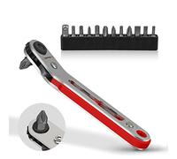 Hakkin 15PCS Ratchet Wrench Screwdriver Set 1/4” Hex Shank Magnetic Screwdrivers Bits Close Quarters Ratcheting Screwdriver Offset Mini Ratchet Wrench Set with Phillips, Slotted, Hex, Torx