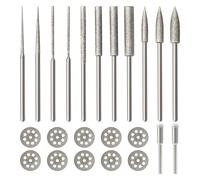 Hakkin 21Pcs Diamond Stone Carving Set with Diamond Burr Bits and Cutting Discs, 3mm Shank, Compatible with Dremel Rotary Tool for Grinding and Polishing