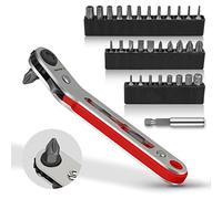 Hakkin 33PCS 1/4" Hex Shank Magnetic Ratchet Screwdriver Set With Close Quarters Offset Mini Bits - Phillips, Slotted, Hex, Torx