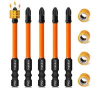 Hakkin 5PCS PH2 Impact Driver Bit S2 Steel 75mm Magnetic PH2 Screwdriver Bit Set