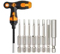 Hakkin 8Pcs Allen Key Bit & Ratchet Screwdriver Set H1.5-H8 S2 Steel | 50mm Impact Hex Head Allen Wrench Drill Bits for Screwdriver, Impact Drill, Ratchet Wrench