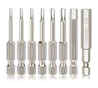 Hakkin 8Pcs Hex Allen Key Bit Set S2 Steel Magnetic Allen Wrench Drill Bit Set 1/4" Shank 50mm Metric Hex Key Screwdriver Bits for Assembling IKEA Furniture
