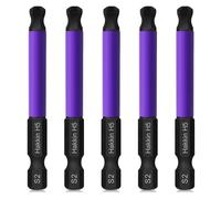 Hakkin Allen Key Bit Set 5Pcs H5 Ball End S2 Steel Allen Wrench Key Set 1/4” Hex Shank Magnetic Allen Wrench Screwdriver Bits 65mm H5 Phosphating Treatment, 317-HK