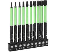 Hakkin Hex Bits Set Long 100 mm Hexagonal Bit Set for Cordless Screwdrivers 1/4 Inch Hexagon Hex Screwdriver Bit Set for Impact Wrenches (H1.5/2/2.5/3/3.5/4/5/6/7/8)