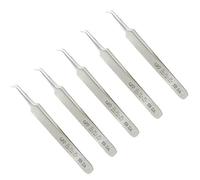 Hakko CHP 5B-SA Stainless Steel Non-Magnetic Precision Tweezers with Very-Fine Point Thin-Tapered Bent Sharp Tips, 4-1/4" Length (5 Pack)