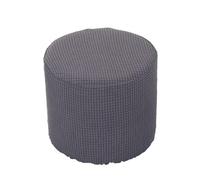 Haklein Stretch Velvet Round/Square Ottoman Stool Cover, Removable Dustproof Foot Stool Slipcover, Soft Storage Footstool Protector (Round Stool Cover, Grey)