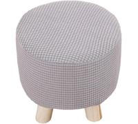 Haklein Stretch Velvet Round Stool Cover, Removable Washable Foot Ottoman Slipcover with Elastic Bottom, Soft Dustproof Storage Footstool Protector (2pcs,Light Grey)