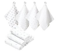 Hakochia 10-Pack 100% Cotton Muslin Cloths & Bibs 2-in-1 | 30x30cm Muslin Squares,Hypoallergenic | Hypoallergenic Super Absorbent Burp Cloths for Newborns