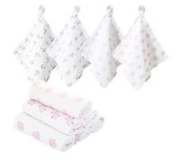 Hakochia 10-Pack 100% Cotton Muslin Cloths & Bibs 2-in-1 | 30x30cm Muslin Squares,Hypoallergenic | Hypoallergenic Super Absorbent Burp Cloths for Newborns