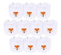 Hakochia Muslin Baby Bibs Extra Thick, for Heavy Droolers 0-36M | 6-Layer Super Absorbent Baby Feeding Bibs | Unisex Neutral Design 10-Pack, Hypoallergenic & Quick Dry (White-a1)