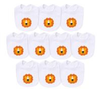 Hakochia Muslin Baby Bibs Extra Thick, for Heavy Droolers 0-36M | 6-Layer Super Absorbent Baby Feeding Bibs | Unisex Neutral Design 10-Pack, Hypoallergenic & Quick Dry (White-a4)