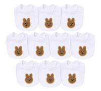 Hakochia Muslin Baby Bibs Extra Thick, for Heavy Droolers 0-36M | 6-Layer Super Absorbent Baby Feeding Bibs | Unisex Neutral Design 10-Pack, Hypoallergenic & Quick Dry
