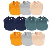 Hakochia Muslin Baby Bibs for Heavy Droolers 0-36M Extra Thick | 6-Layer Super Absorbent Baby Feeding Bibs | Unisex Neutral Design 10-Pack, Hypoallergenic & Quick Dry