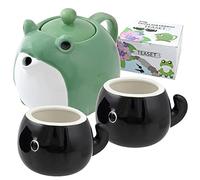 HAKONE YOSEGI Frog Teapot & Cup Set, Japanese Tea Service with Filter & Gift Box (30 oz Teapot, 2 5 oz Cups)