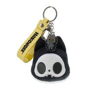 HAKONGEE Plush Keychain Collection - Cute Cat Charms with Acrylic Accent, Poseable Tail & Rubber Strap, Skull Face + Hakongee, Mini