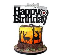 HAKPUOTR Gun Happy Birthday Cake Topper, Heavy Gun Cake Topper for Boy's Men's Birthday Party Supplies