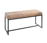 HAKU Bench Brown, Black, Genuine Leather, Metal - Dim.: W 100 cm X H 48 cm X D 38 cm, Style: Industrial
