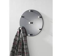 HAKU Coat Rack Grey Chrome MDF Metal Wall Coat Rack Round with 7 Hooks D 5 cm x Ø 35 cm Style: Modern
