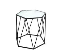 HAKU End Table Black, Metal, Tempered Glass - Dim.: W 46 cm X H 46 cm X D 40 cm, Style: Modern