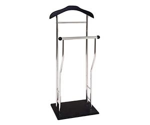HAKU Men'S Valet Chrome, Black, Mdf, Metal - Dim.: W 45 cm X H 110 cm X D 30 cm, Style: Modern