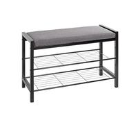 HAKU Mobel Shoe-Bench Grey, Black, Metal, Fabric - Size: W 75 cm X H 50 cm X D 32 cm, Style: Modern
