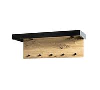 HAKU Mobel Wardrobe Oak, Black, MDF, Metal - Size: W 70 cm X H 24 cm X D 25 cm, Style: Modern