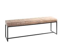 HAKU Möbel Bench Brown, Black, Genuine Leather, Metal - Size: W 150 cm X H 48 cm X D 38 cm, Style: Industrial