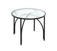 HAKU Möbel End Table Black, Metal, Tempered Glass - Size: H 40 cm X Ø 50 cm, Style: Modern