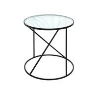 HAKU Möbel End Table Black, Metal, Tempered Glass - Size: H 50 cm X Ø 50 cm, Style: Modern