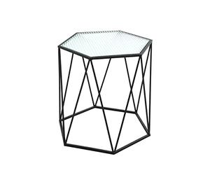 HAKU Möbel End Table Black, Metal, Tempered Glass - Size: W 46 cm X H 46 cm X D 40 cm, Style: Modern