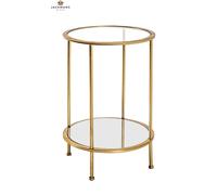 HAKU Möbel End Table Gold, Metal, Tempered Glass, Round 38 x 55 cm, Gold