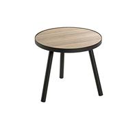 HAKU Möbel End Table Oak, Black, Mdf, Metal - Size: H 36 cm X Ø 40 cm, Style: Modern