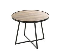 HAKU Möbel End Table Oak, Black, Mdf, Metal - Size: H 48 cm X Ø 60 cm, Style: Modern