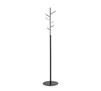 HAKU Möbel Hall-Tree Grey, Black, Solid Wood, Metal, Steel Tube - Size: H 170 cm X Ø 36 cm, Style: Modern