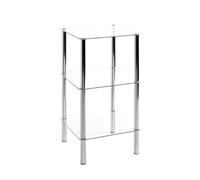 HAKU Möbel Rack Chrome, Metal, Tempered Glass - Size: W 39 cm X H 77 cm X D 39 cm, Style: Modern