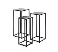 HAKU Möbel Set of 3 Flower Column Black, Metal - Size: W 22/30/30 cm X H 61/66/71 cm X D 22/26/30 cm, Style: Modern